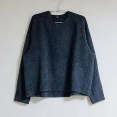 ユニクロ スフレヤーン クルーネックセーター L ニット トップス グレー