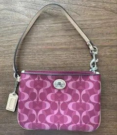 COACH ロゴパターン ポーチ ピンク系