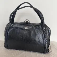 希少✨Two Nine ハンドバッグ ガマ口 エキゾチックレザー調 黒 