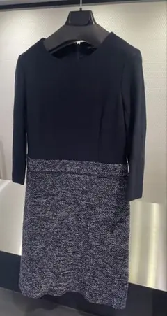 23区 ブラックとグレーのツイードワンピースサイズ40