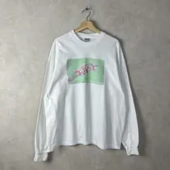 00s USA古着 長袖Tシャツ ロンT 花柄 アート XL vintage