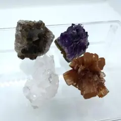 天然石 原石 4点セット 水晶 アメジスト スモーキークォーツ アラゴナイト