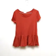 earth music&ecology オレンジ フリル裾 Tシャツ半袖 M~Ｌ