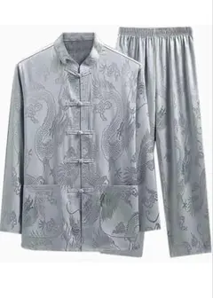 新品 サテン チャイナ服 シャツ 上下セット 中華風中国伝統服 Lサイズ