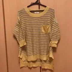麻混　ボーダー　ニット　ベージュのサムネイル