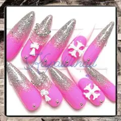 ギャルネイルチップ・ギャル・ゴテゴテ・Y2K・シズニルック・クロム風・ワンホン