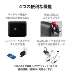 PSEマークありモバイルバッテリー 2100mAhコンセント一体型 ブラック