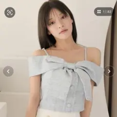 ツイードリボンオフショルトップス