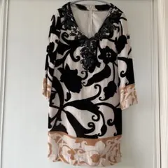 【美品】Diagram ビジュー装飾フラワーパターンワンピース 36