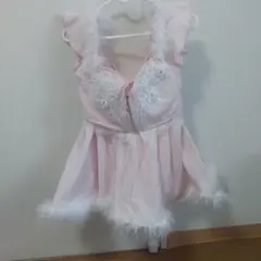 Tikaピンク フリル ファー付きドレスセット