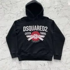 【美品】DSQUARED2 ロゴプリント パーカー 黒 ルーマニア製 Ｌ