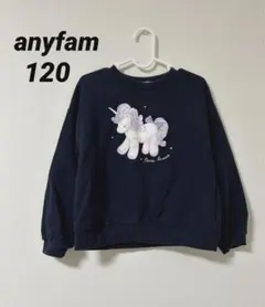 anyfam 120 ユニコーンプリント ネイビー トレーナー