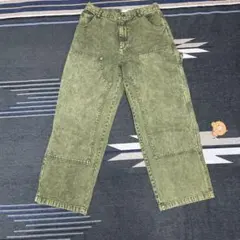 9090 オリーブグリーン デニム ワークパンツ