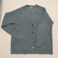ブルー Vネック カーディガン GU L