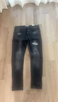ZARA ダメージ加工 ダークグレー スキニージーンズ