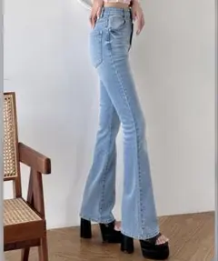 ハイウエストフレアデニムパンツ[cu498]