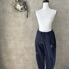【デサント】紺　ジョガーパンツ スポーツロゴ　スウェット　ウエストゴム L
