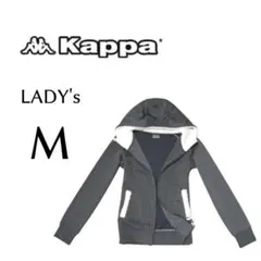 レディースMサイズ Kappaカッパ zip フード起毛パーカー gray