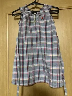 メ5049 Miki House チェック柄 ノースリーブワンピース　110