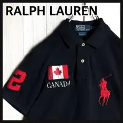 3972【希少人気モデル・美品】ラルフローレン カナダ国旗ロゴ 半袖 ポロシャツ