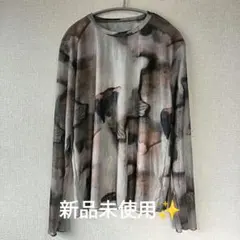 【未使用】SHEIN シーイン Dazy 抽象柄 シアー Tシャツ 総柄