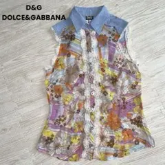 D&G ドルチェ&ガッバーナ 花柄 カーディガン シルク混 ベージュ 40