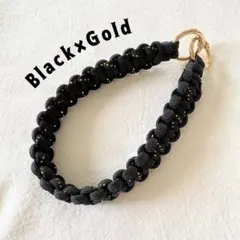 スマホストラップ　パラコード （ブラック×ゴールド）