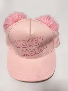 ミッキーマウス ポンポン付きキャップ ピンク