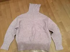 薄紫 タートルネック セーター