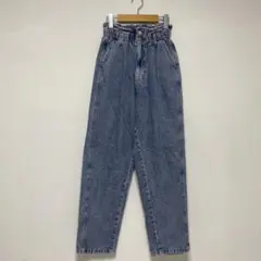 【WEGO】ウエストゴム　ハイウエスト　デニム　タックパンツ　ジーパン【M】綿のサムネイル