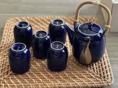 【深川製磁】超美品 小番茶器セット（夫婦鶴）急須＋湯呑み5客