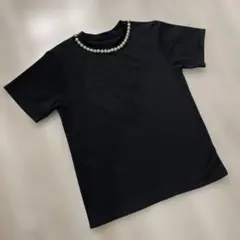 ノスタルジア　パール装飾付き ブラック 半袖Tシャツのサムネイル