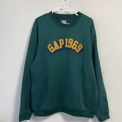 GAP 刺繍 グリーン スウェット トレーナー　Lのサムネイル