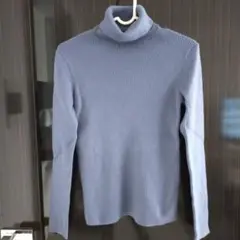 ライトブルータートルリブネックセーター