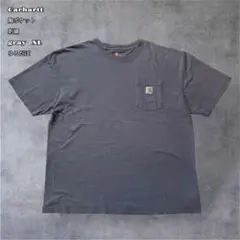 【メキシコ製】Carhartt胸ポケット付Tシャツ　刺繍　グレーXL ゆるだぼ