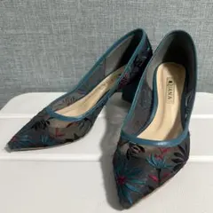 DIANA 刺繍入り花柄メッシュハイヒール