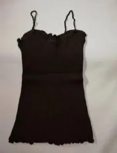 ブラック リブ編み タンクトップ