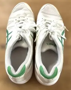 美品　ASICS アシックス　ホワイト/グリーン　体育館シューズ　27cm