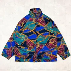 90s ビンテージ AVON STYLE シルク ボンバージャケット M 総柄のサムネイル