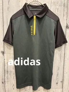♦︎ adidas キッズ　ハーフジップポロシャツ　テニス　ゴルフ　ダークグリーン