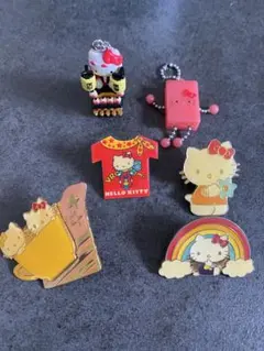 ビンテージ★ハローキティ ストラップ+ピンバッジ 6個セット 平成レトロ