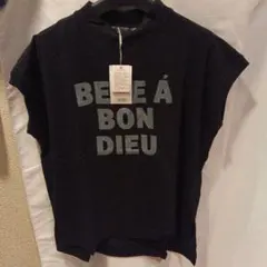 Sans Souci 34+　コットンベア天竺フレンチスリーブロゴTシャツ