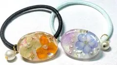 4　ハンドメイド　レジンヘアゴム　紫陽花　2本セット