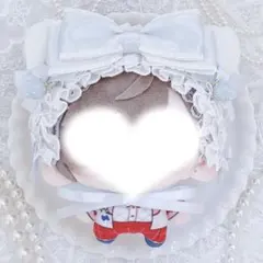 ヘッドドレス ねこみみ ブルー いちご 15㎝〜16㎝ぬい服