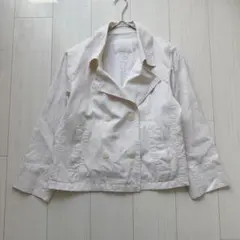 美品✨23区　LIBECO リネン ダブルブレスト ジャケット ホワイト 44