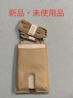 ベージュ スマホショルダーバッグ カードポケット付き