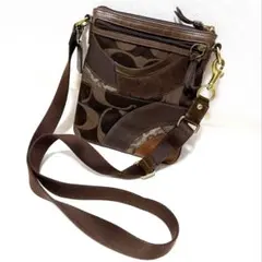 COACH コーチ シグネチャー パッチワーク ショルダー バッグ ブラウン系