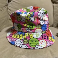 スマイル柄 総柄 バケットハット 帽子