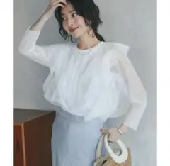 ラッフルチュールカットソー