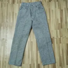 グレー ストレートレッグパンツ ウール風